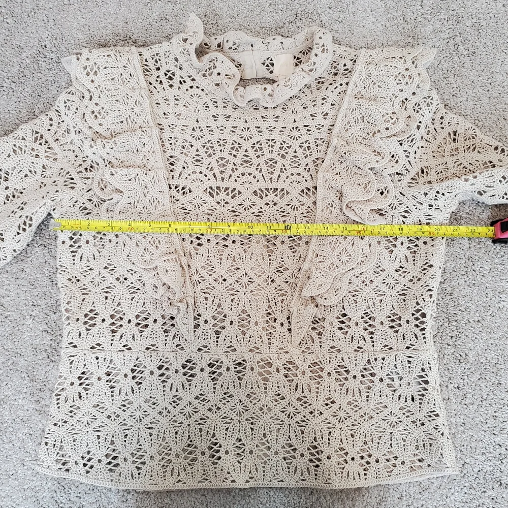 H&M Women's Crochet Ruffle Blouse, Cream (Size XL) - Picture 7 of 7